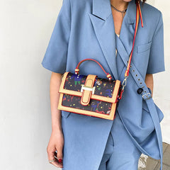 Leather Messenger Bag Round Bucket Handbag Purses