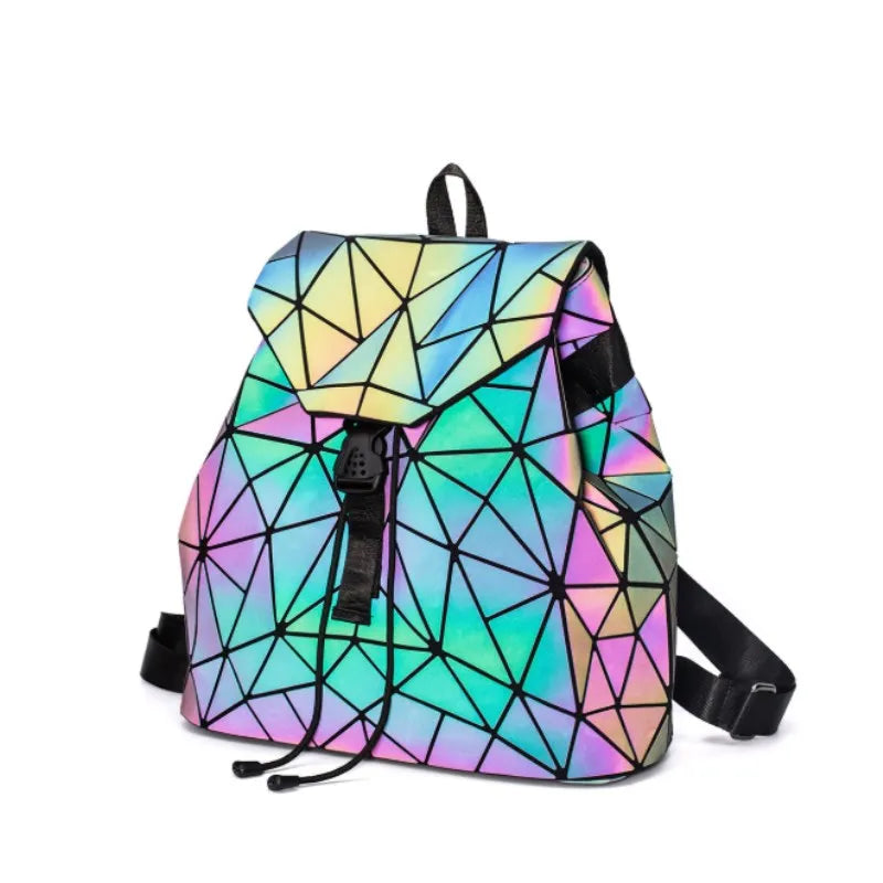 Luminous Backpack Colorful Geometric Folding Rhombic Purple