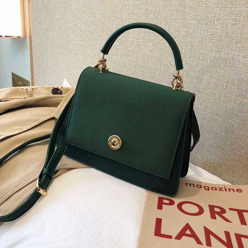Soft Vintage Square Matte Bag Ladies PU Leather Crossbody Shoulder Bag