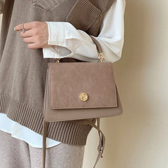 Soft Vintage Square Matte Bag Ladies PU Leather Crossbody Shoulder Bag