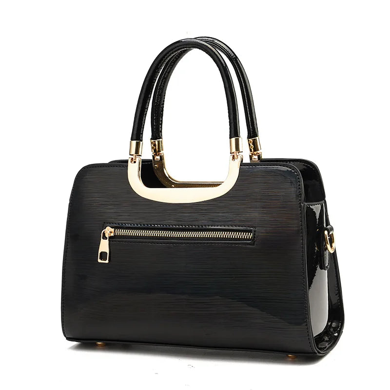High-End Women's Leather Handbag Bright Shoulder Messenger Bag