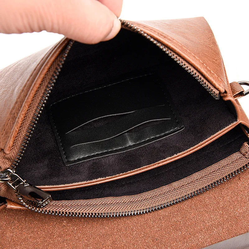 Men's Large Capacity Leather Wallet Phone Pocket Bag