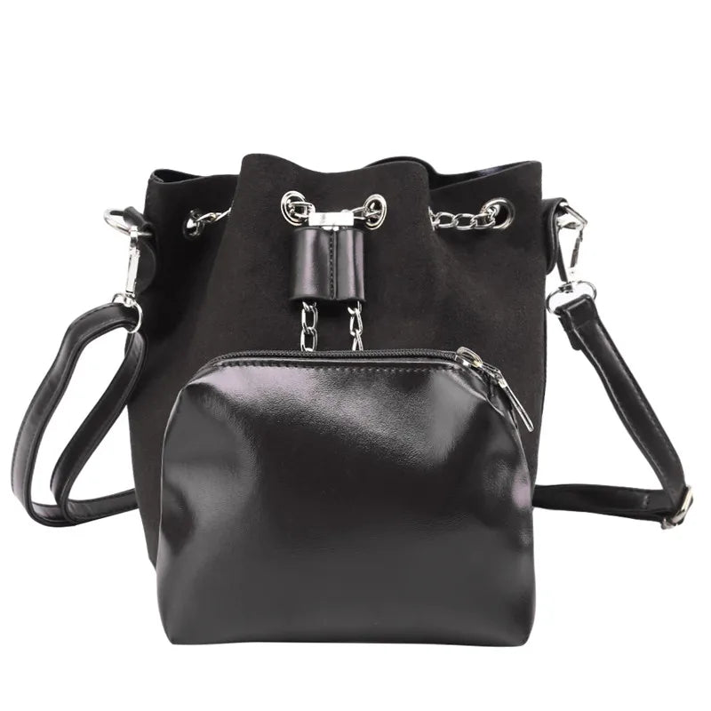 Mini Crossbody Handbags Bucket Bag Small Tassel PU Leather Women