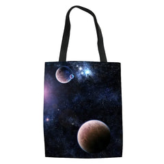 Outer Planets Print Tote Student Book Bag Girls Shopping Canvas Bag