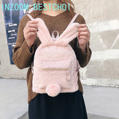 Pink Bunny Ears Backpack Harajuku Student School Bag