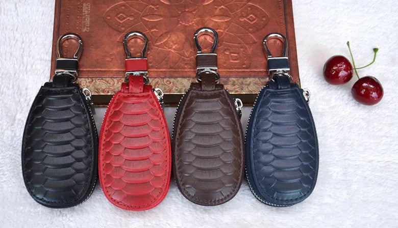 Leather Car Key Case Zipper Pouch