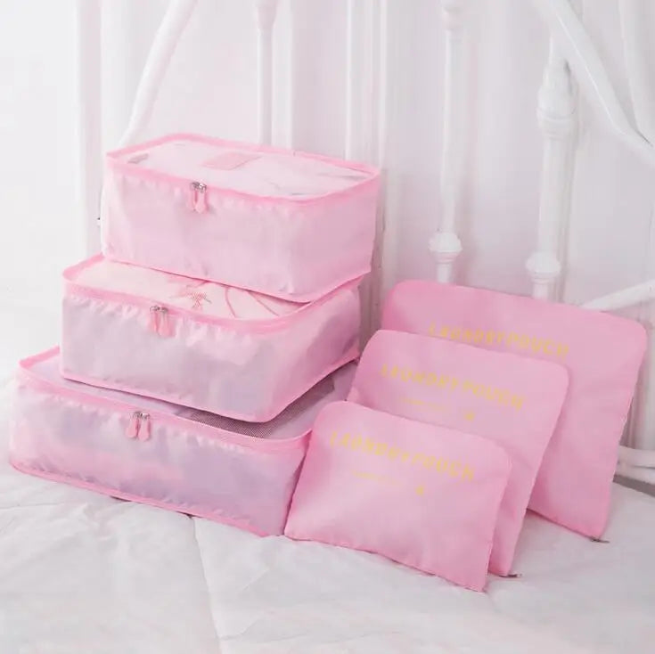6pcs Double Zipper Waterproof Travel Bags Set