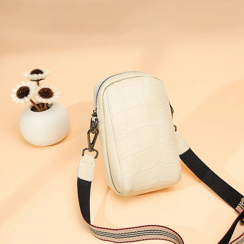 100% Leather Women Shoulder Bag Mini Female Mobile phone bag