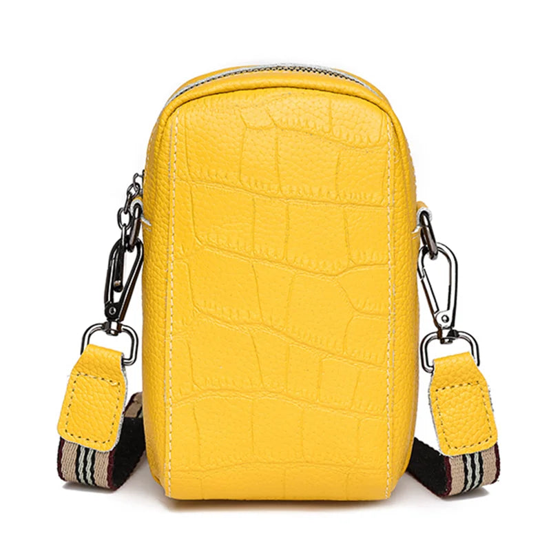 100% Leather Women Shoulder Bag Mini Female Mobile phone bag