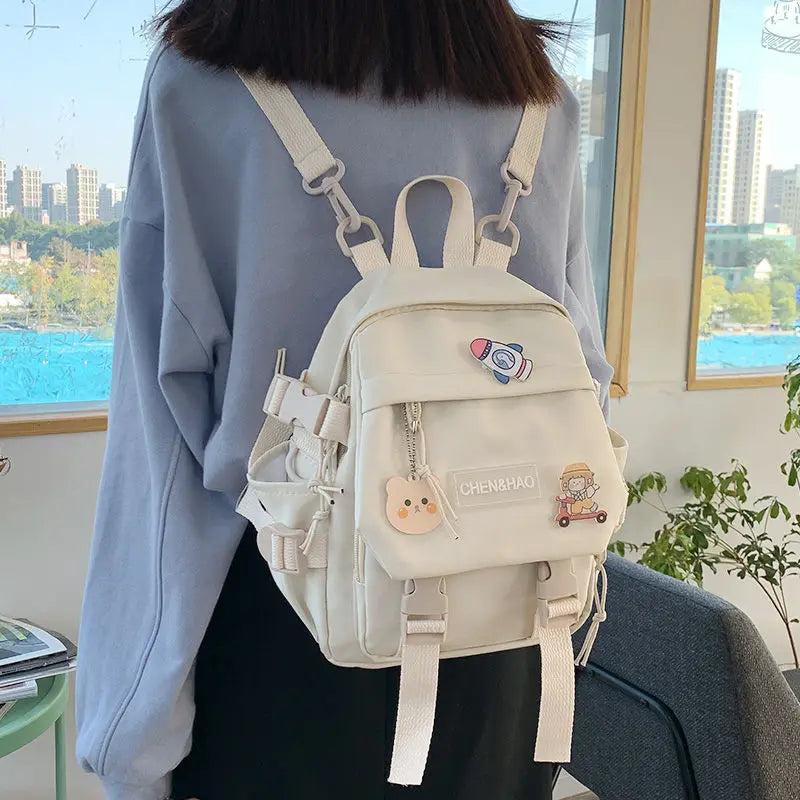 Small Women's Backpack Girls School Bag Waterproof Nylon Japanese Casual