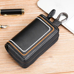 Leather Car Key Holder with Double Protection Pockets