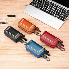 Leather Car Key Holder with Double Protection Pockets