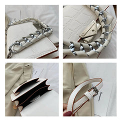 Stone Pattern Square Bag Woven Chain Shoulder Messenger Women's Bag