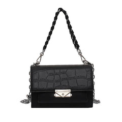 Stone Pattern Square Bag Woven Chain Shoulder Messenger Women's Bag