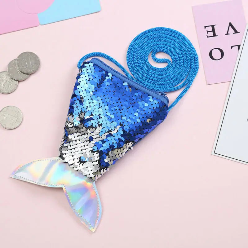 Sequined Fish Scale Purse Kids Mermaid Pouch