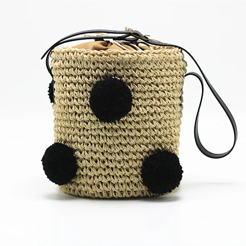 Round Straw Tote Handbag for Women