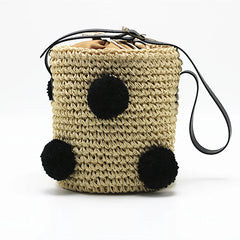 Round Straw Tote Handbag for Women