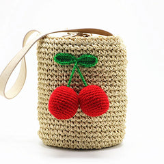 Round Straw Tote Handbag for Women