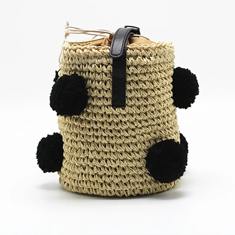 Round Straw Tote Handbag for Women