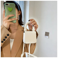 Stylish Candy Headphone Box Small MINI Square Portable Green Orange Leather Bag
