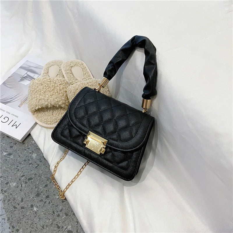 Summer Pleated Handlebags For Women PU Crossbody Bags