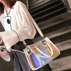 Clear PVC Multi-Function Messenger Bag Laser Shoulder Handbag