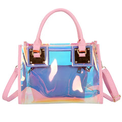 Clear PVC Multi-Function Messenger Bag Laser Shoulder Handbag