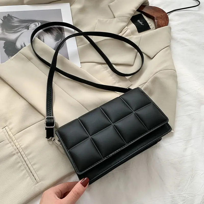 PU Leather Lattice Crossbody Bag for Women Shoulder Handbag