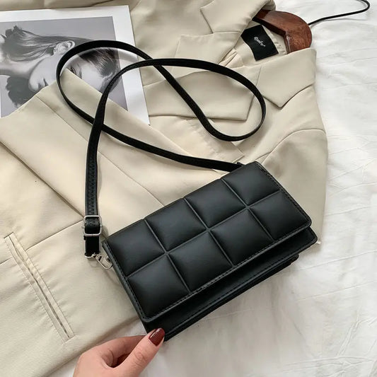 PU Leather Lattice Crossbody Bag for Women Shoulder Handbag