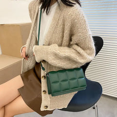 PU Leather Lattice Crossbody Bag for Women Shoulder Handbag