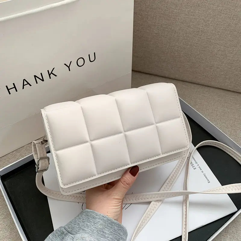 PU Leather Lattice Crossbody Bag for Women Shoulder Handbag
