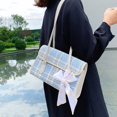 Plaid Scarf Bow Underarm Small Bag