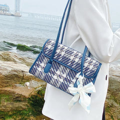 Plaid Scarf Bow Underarm Small Bag