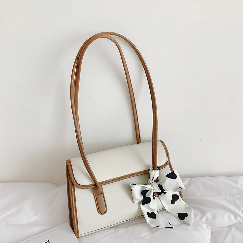 Plaid Scarf Bow Underarm Small Bag