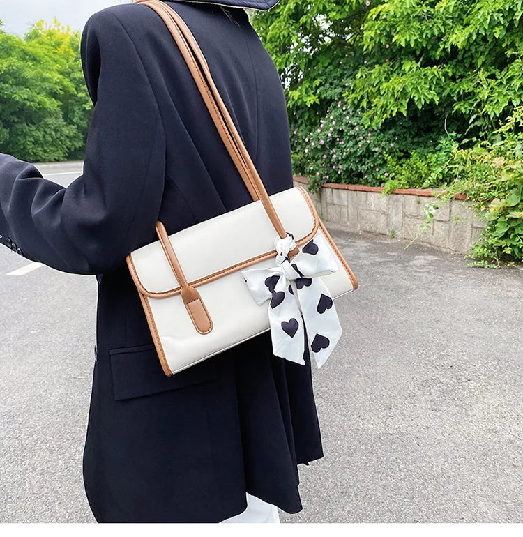 Plaid Scarf Bow Underarm Small Bag