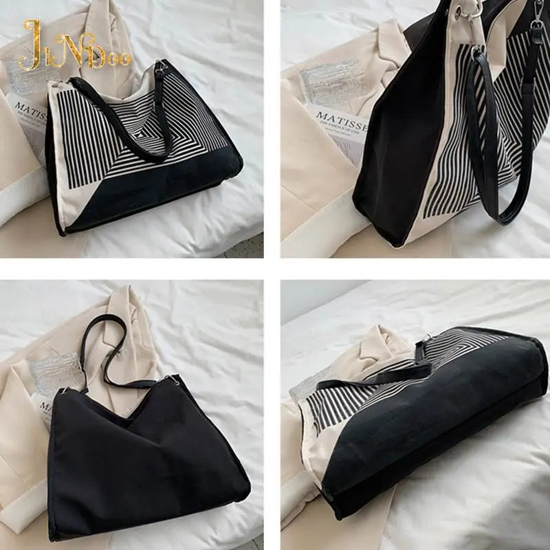 Vintage Large Capacity Women Shoulder Bag Space Pad Canvas Tote Female Handbags