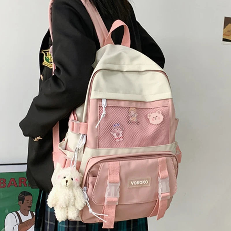 Waterproof Nylon School Backpack for Teenage Girls Large Capacity Bagpack