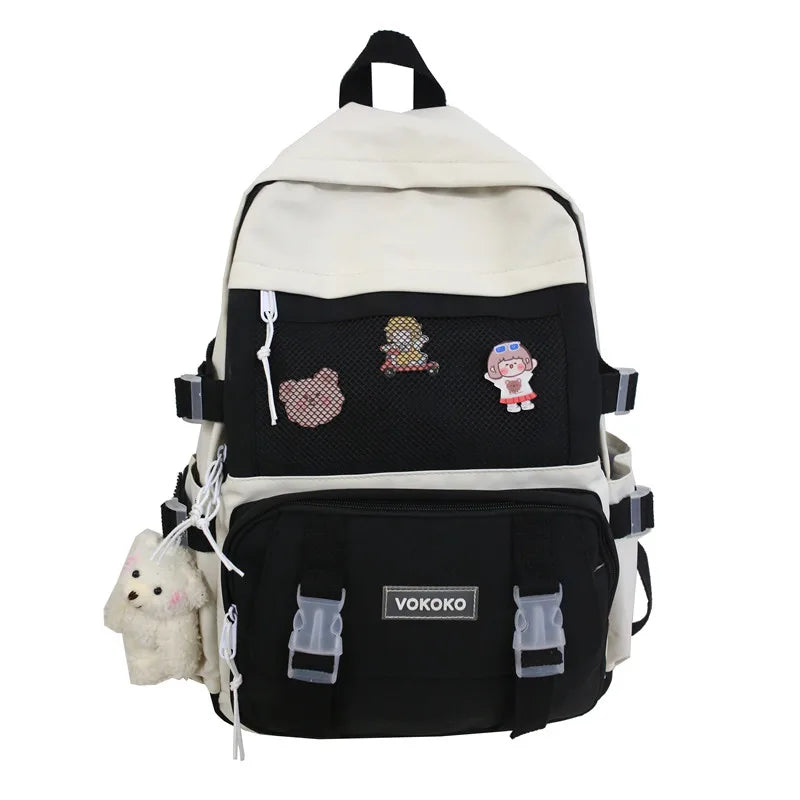 Waterproof Nylon School Backpack for Teenage Girls Large Capacity Bagpack