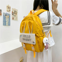 Waterproof Nylon Women Backpack Yellow Casual Backpack for Teenage Girls