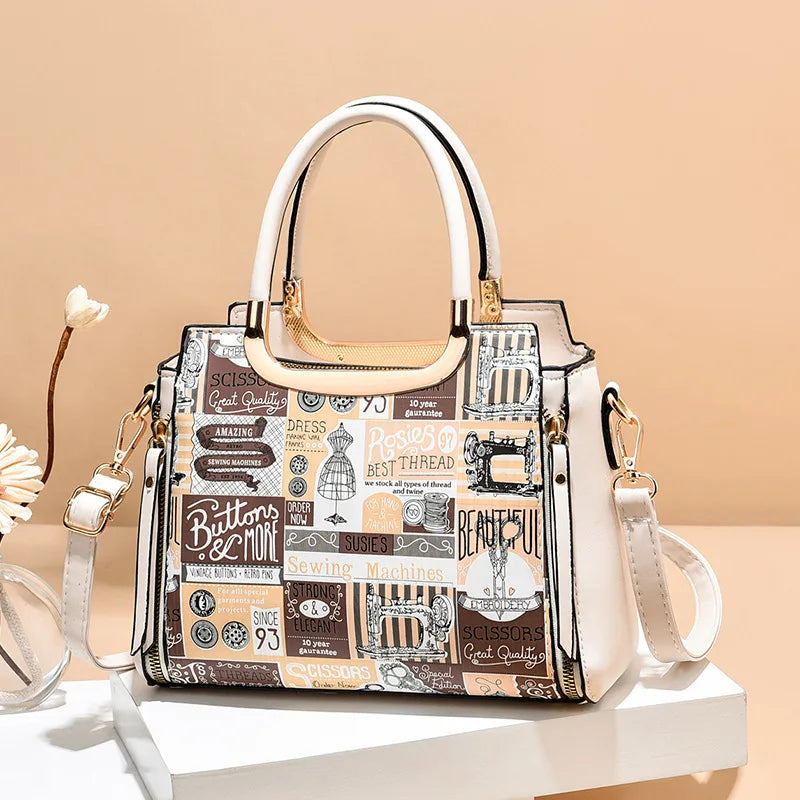 Women's Painting PU Handbag, Shoulder Messenger Bag