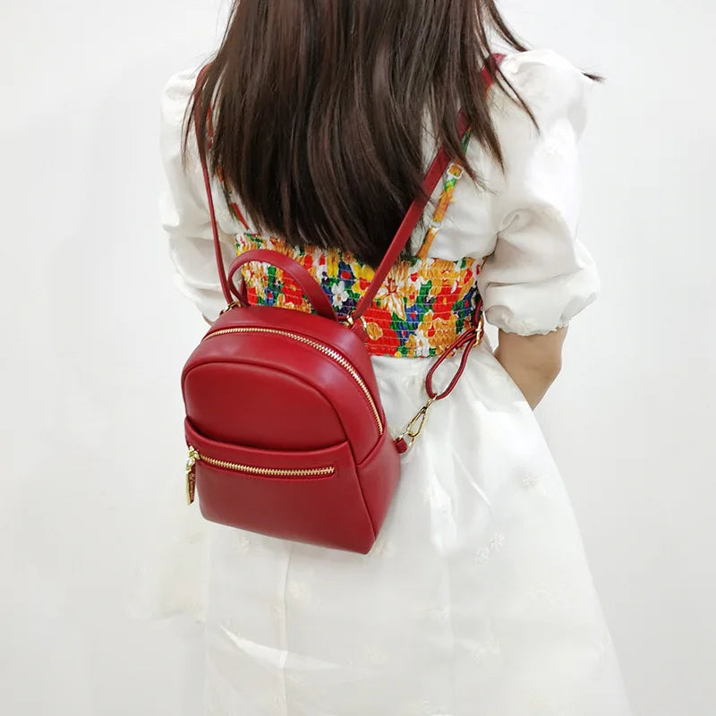 Women Backpack Large Capacity Mini Backpack Anti-theft School Bag Pu Leather Bac