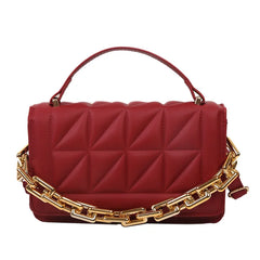 Solid Retro Chain Underarm Bag Rhombic Embroidery Thread Crossbody Bag