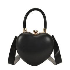 Women's Bag Stripe Heart Shaped Handbags Girls PU Leather Crossbody Bag