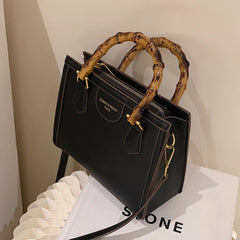Women's Bamboo Handbags Top Leather Shoulder Bags Messenger Bag