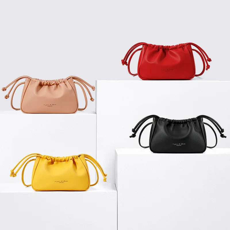 Solid Ins Ladies Messenger Bag Armpit Pleated Cloud Handbag