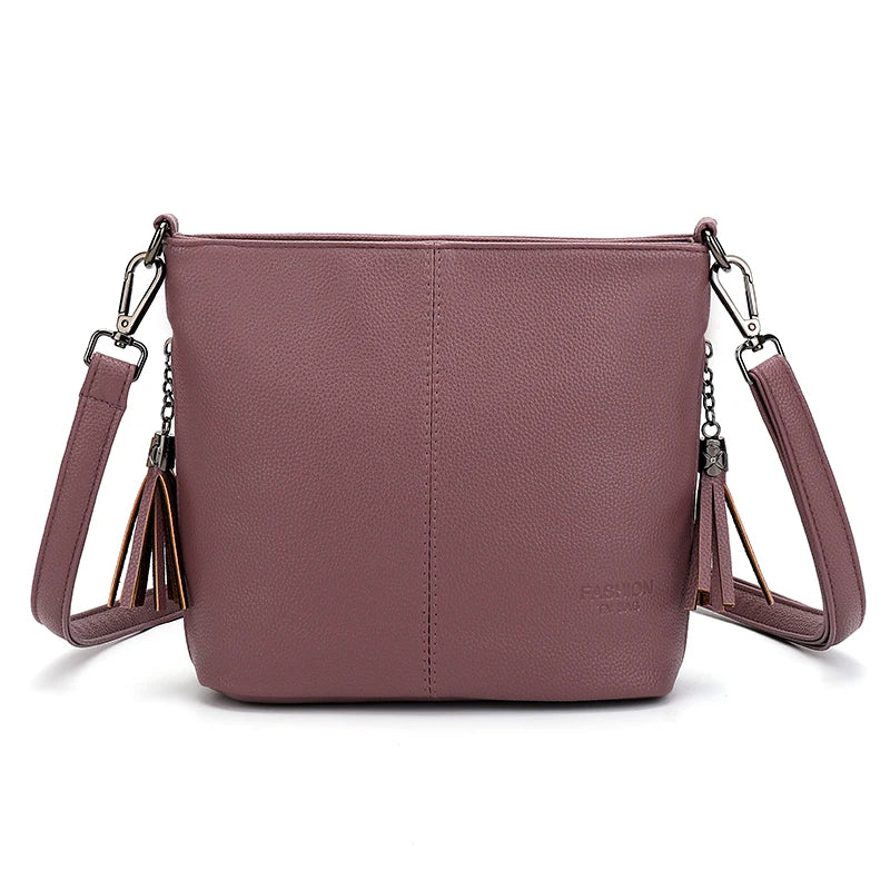 Leather messenger bag for women, crossbody shoulder bag