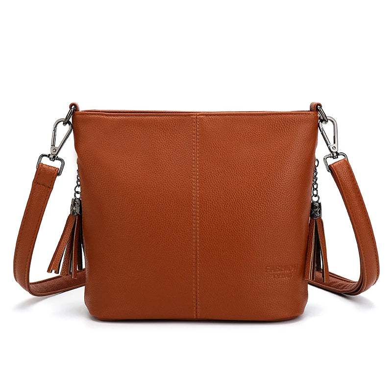 Leather messenger bag for women, crossbody shoulder bag