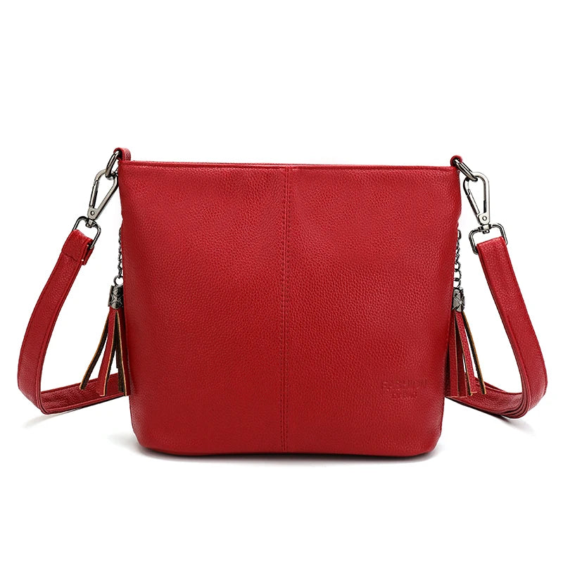 Leather messenger bag for women, crossbody shoulder bag