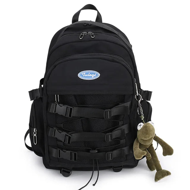 Nylon Backpack Large Capacity Solid Mesh Travel Laptop Bag