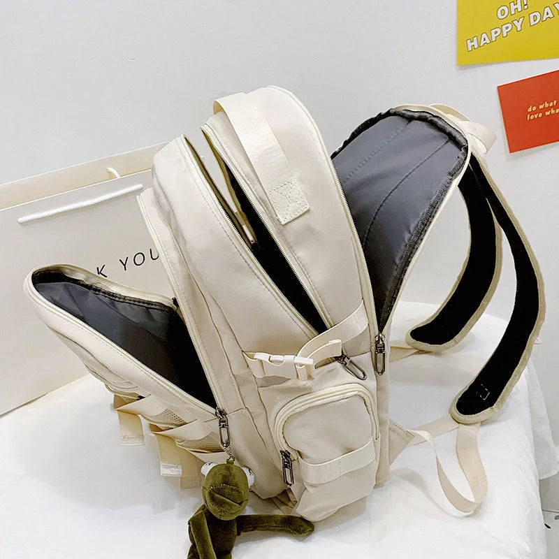 Nylon Backpack Large Capacity Solid Mesh Travel Laptop Bag